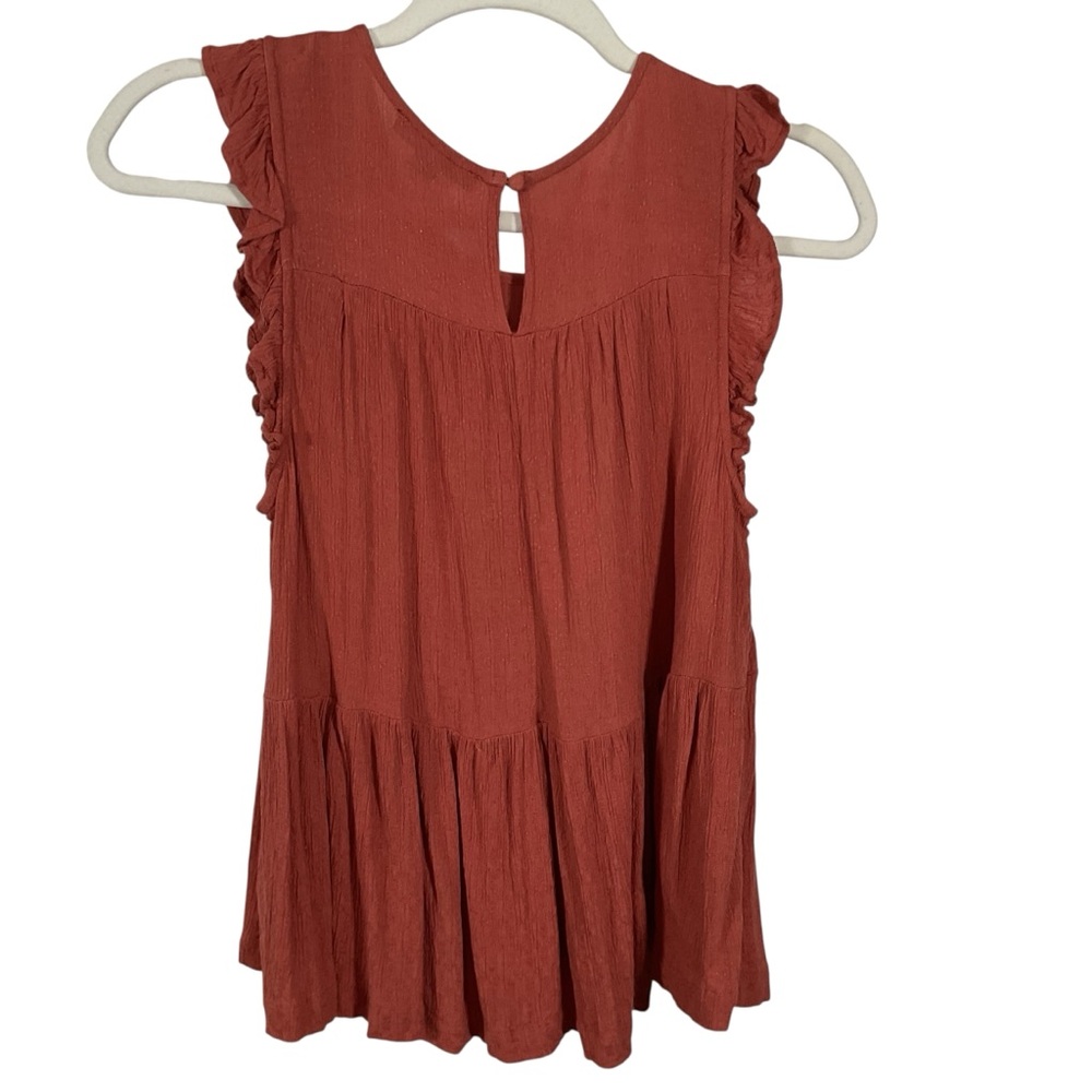 American Eagle Women’s Burnt Orange Ruffled Blouse. Size M - Picture 2 of 5